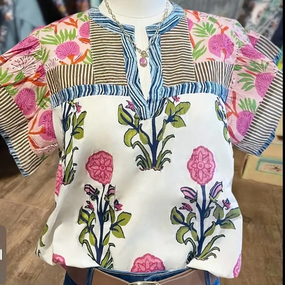 Floral printed short sleeve summer top - Picture 2 of 8